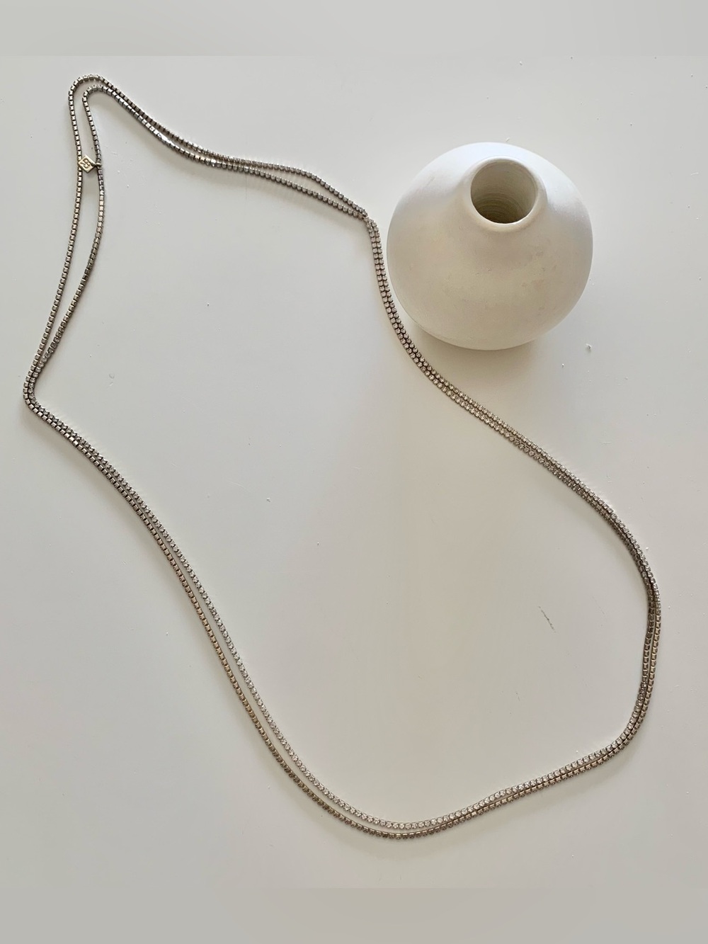 Banana Republic Long Multi-Wrap Box Chain Necklace Silver Gold